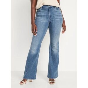 Old Navy High Rise WOW Flare Jeans Womens 14 Tall Blue Cotton Stretch